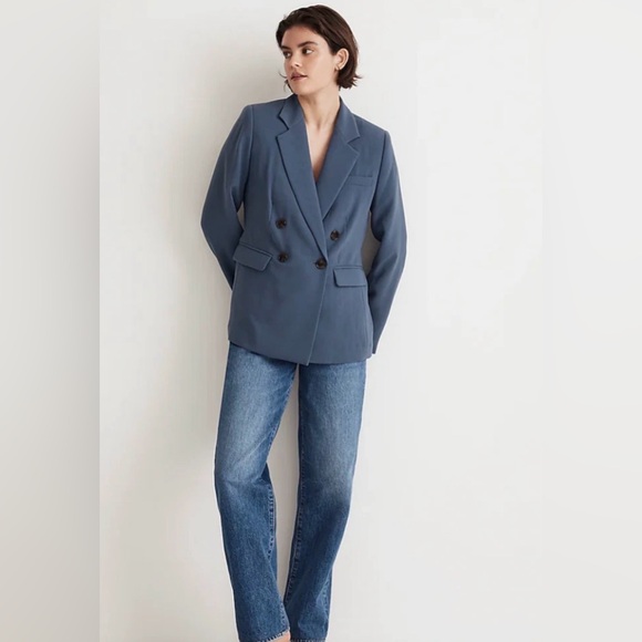 MADEWELL The Rosedale Blazer in Crepe Slate Blue Size 8 - Picture 3 of 16